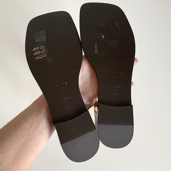 NEW FRAME Le Lunit T Strap Sandal Leather Thong Knot Square Toe Vacation - Picture 8 of 10